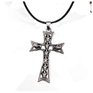 Skull Heads Cross Necklace Pendant Jewelry 262